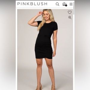 Pink Blush Black Wrap Maternity T Shirt Dress